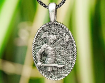 Sterling Silver Medusa Pendant, Perseus Greek Mythology Necklace