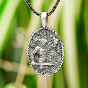 Silver Medusa Pendant, Greek Mythology Necklace, Sterling Perseus Jewelry, Mens Medusa Head Charm, Handmade Mythical Ancient Gift For Man