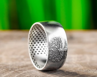 Silver Tree Of Life Band Handmade Yggdrasil Rings For Couples Dainty Life Tree Ring Sterling Engagement Rings For Men Unique Statement Gift