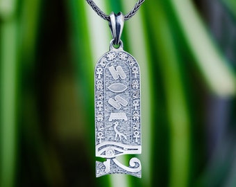 Collar de cartucho egipcio, joyería jeroglífica antigua de plata para mujeres y hombres, colgante de letra de nombre personalizado grabado encanto fresco regalo Ankh