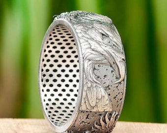 Anello In Argento 925 Sterling Solido – Forma Aquila – Fatto A Mano In Bulgaria – Senza Nichel