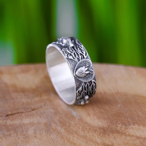 Til Death Skull Rings For Men Anatomical Heart&Skeleton Lovers Ring Gothic Couples Promise Ring Unique Silver Man Wedding Ring Cool Gift Him
