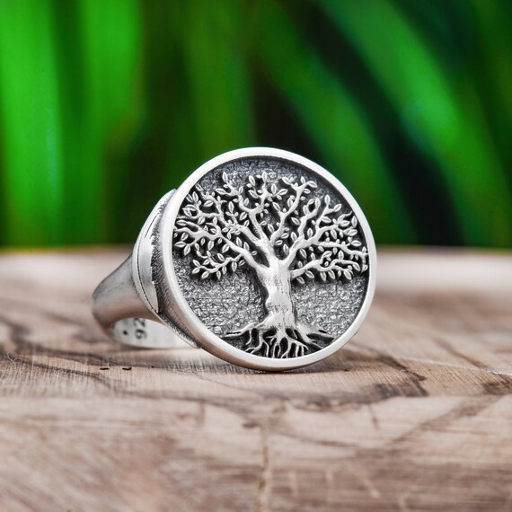 Sterling Silver Round Tree with Roots Ring Sterling Silver Round Tree with Roots Ring