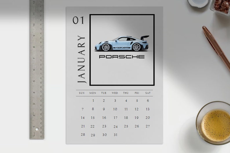 New 2024 Printable 2024 Calendar With Porsche Images Etsy