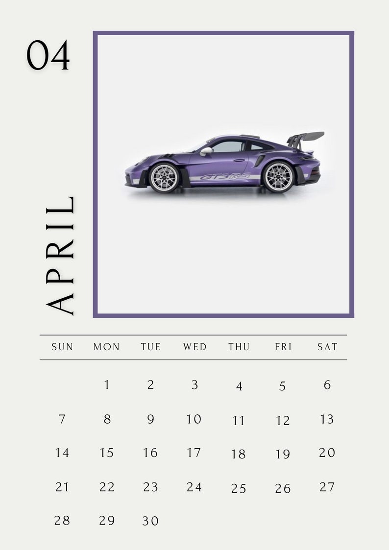 New 2024 Printable 2024 Calendar With Porsche Images Etsy