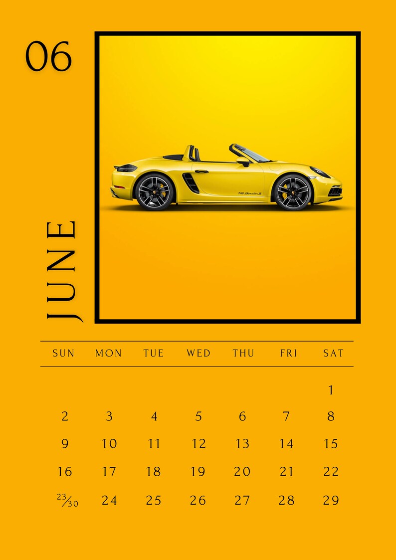 New 2024 Printable 2024 Calendar With Porsche Images Etsy