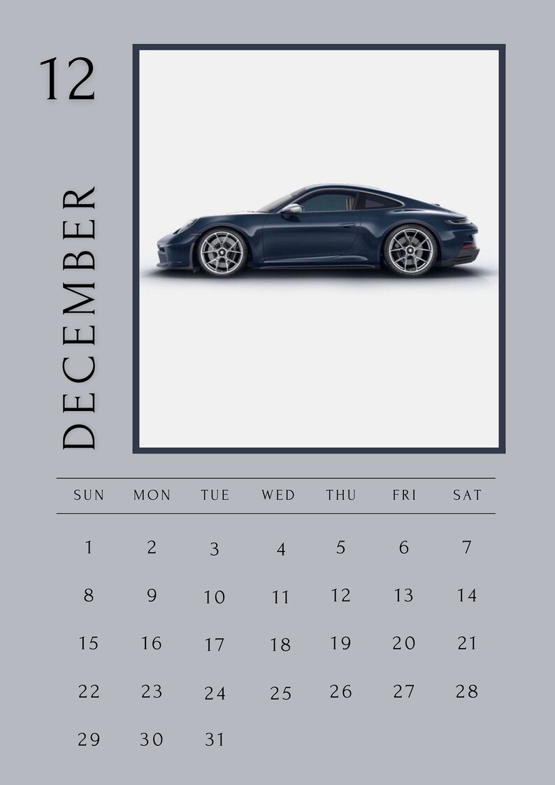 New 2024 Printable 2024 Calendar With Porsche Images Etsy