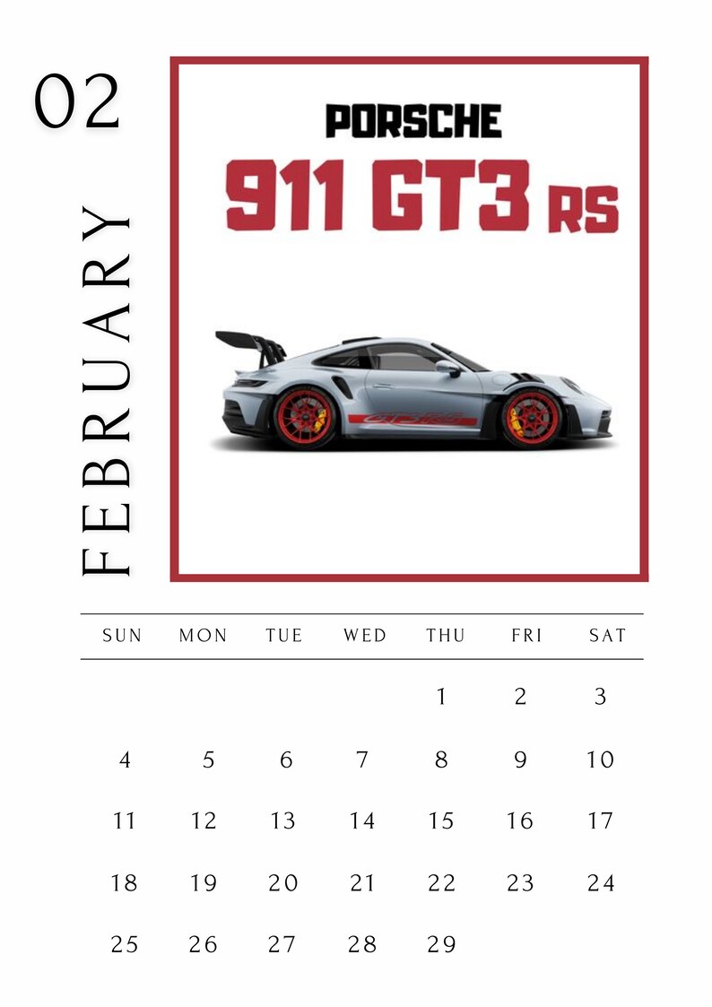 New 2024 Printable 2024 Calendar With Porsche Images Etsy