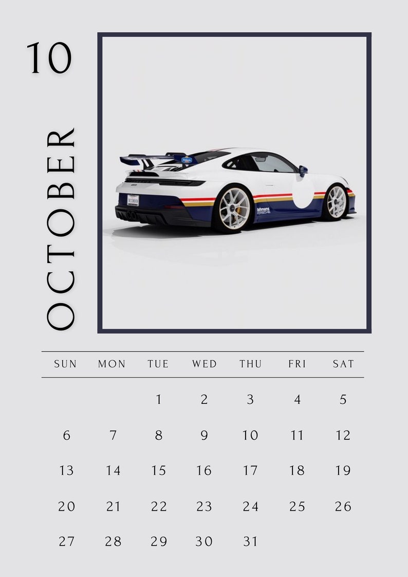 New 2024 Printable 2024 Calendar With Porsche Images Etsy