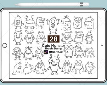 Procreate Doodle Stamp Brushes, Cute Skeleton | Halloween Procreate ...