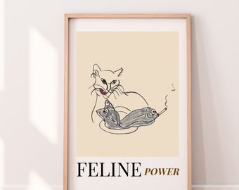 French Cafe Cat Print, retro quote print, retro cat poster, trendy 70s print, aesthetic artwork, Cute Quirky Print, Unique Cafe Decore