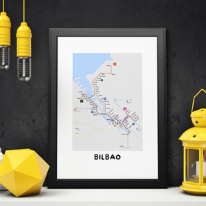 Plano do Metrô de Bilbao, Espanha / Download imediato / Cartaz para impressão / Arte urbana para decorar seu espaço / Mapa do metrô