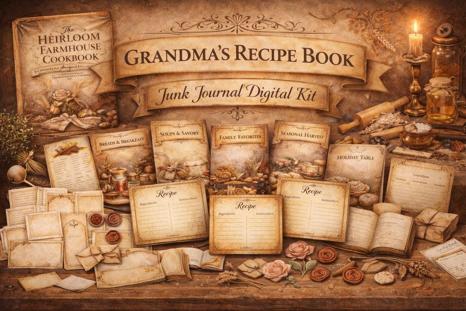 Junk Journal Recipe Kit Printable Vintage Pages - Etsy
