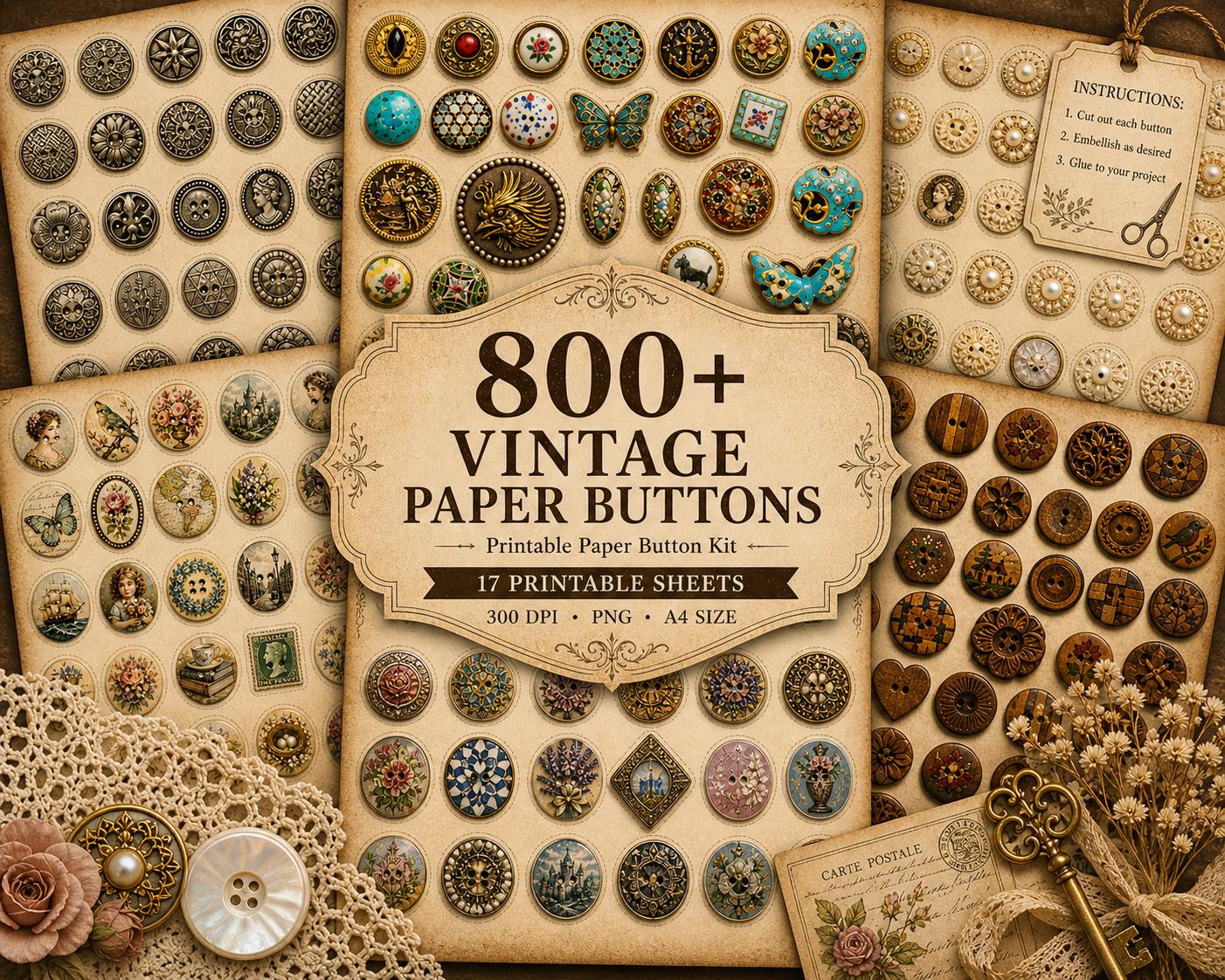 ボタン　大量　まとめ売り　レトロ　新品　アンティーク Vintage buttons - Etsy 日本