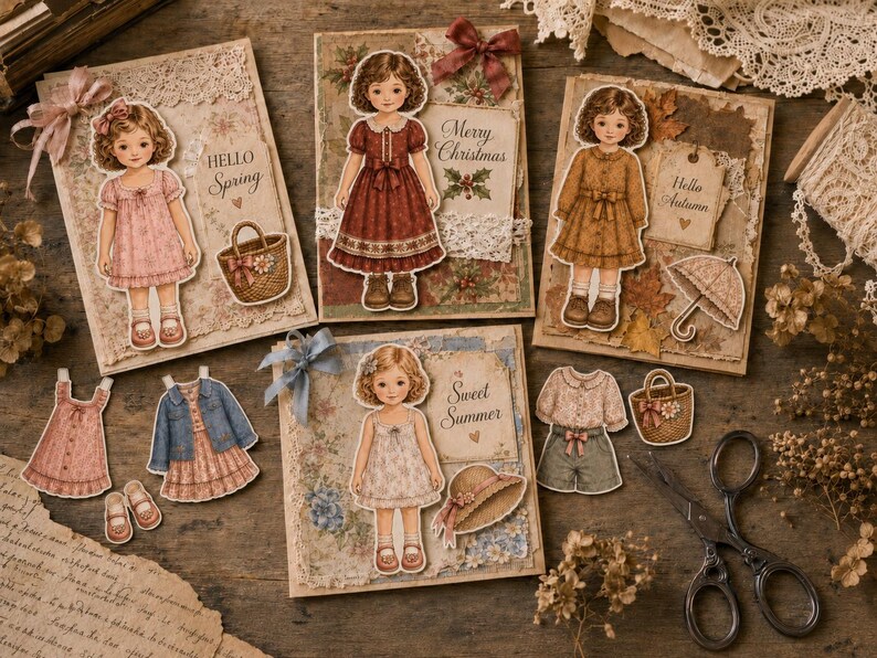 Vintage Paper Doll Kit | Printable Pages | Journal Ephemera | Dress up ...