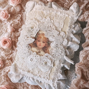 Shabby Chic Junk Journal Spitze, Rosen Vintage Ephemera Romantisches Schreiben Geschenk Chunky Vintage Style Notizbuch Spitze Stoff Scrapbook