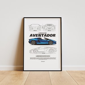 Aventador Car Poster | French Industrial Design | Sustainable Printing