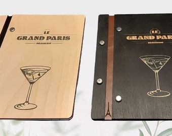 Couverture de menu en bois