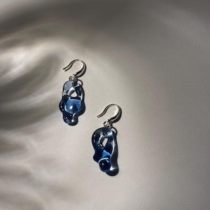 Handcrafted Blue Glass Earrings: Sterling Silver Hooks, Lampwork Jewelry