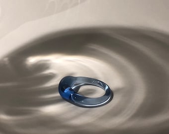 Anello in vetro blu - Eleganti gioielli minimalisti in borosilicato, regalo artigianale fatto a mano, regalo perfetto per Pasqua o festa della mamma