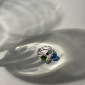 Colorful Chunky Glass Ring - Playful Minimalist Borosilicate Jewelry, Artisan Handmade Gift, Unique Birthday Present