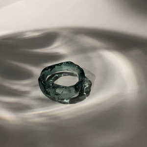 Turquoise Glass Ring - Mystical Water Drop Design, Handcrafted Jewelry, Ideal for Anniversary Gift