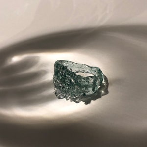 Seafoam Glass Ring: Handmade Borosilicate Artisan Jewelry