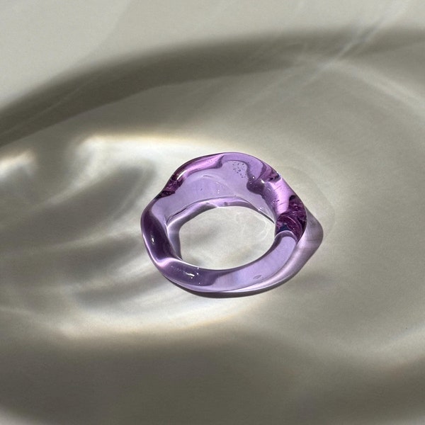 Chunky Purple Glass Ring: Handmade Borosilicate Jewelry