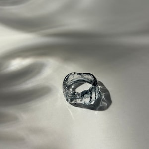 Black and Clear Glass Ring - Sleek minimalistic Borosilicate Jewelry, Artisan Handmade Gift, Ideal Birthday, Christmas, or Holiday Present