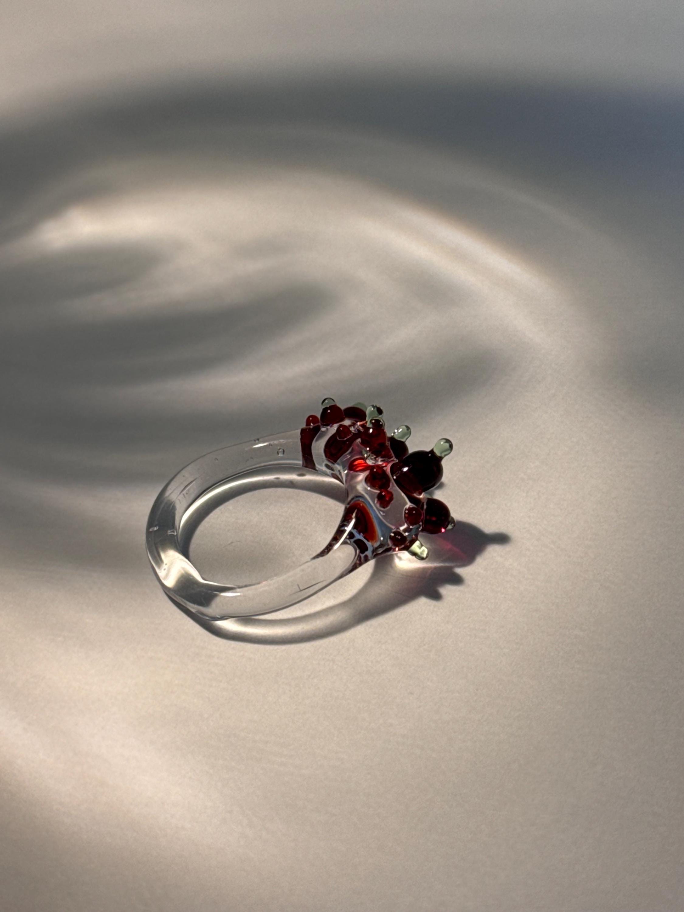 Red Berry Glass Ring: Handmade Borosilicate Statement Jewelry - Etsy
