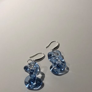 Prachtige blauwe borosilicaatglas oorbellen handgemaakte bungelen met elegante kettingen Sterling zilveren haken ideaal Moederdagcadeau afbeelding 6