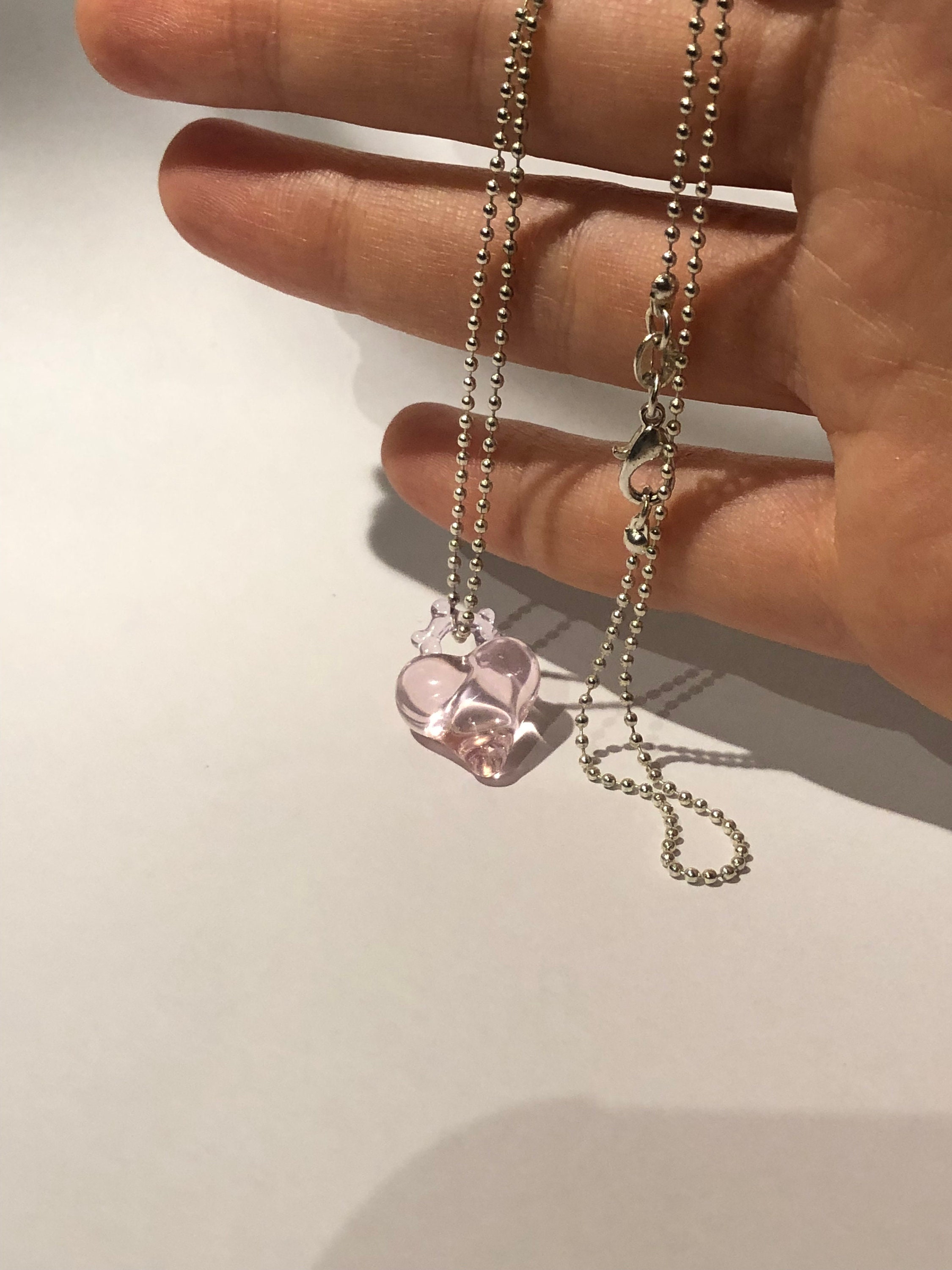 ◆VVV◆ Rose Heart Nail Surgical Chain Necklace 25SSNK118F Rose Heart Nail Surgical Chain Necklace - VVV브이브이브이