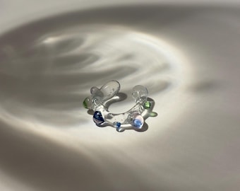 Colorful Glass Earcuff - Sleek Minimalist Borosilicate Jewelry, Artisan Handmade Gift, Perfect Thoughtful Present for special occasions