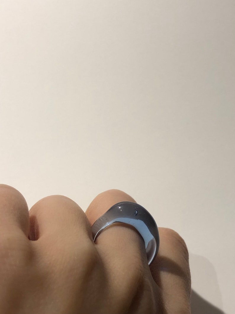 Blauwe glazen ring strakke minimalistische borosilicaat sieraden, ambachtelijk handgemaakt cadeau, perfect cadeau voor Pasen of Moederdag afbeelding 6