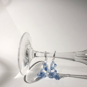 Prachtige blauwe borosilicaatglas oorbellen handgemaakte bungelen met elegante kettingen Sterling zilveren haken ideaal Moederdagcadeau afbeelding 8