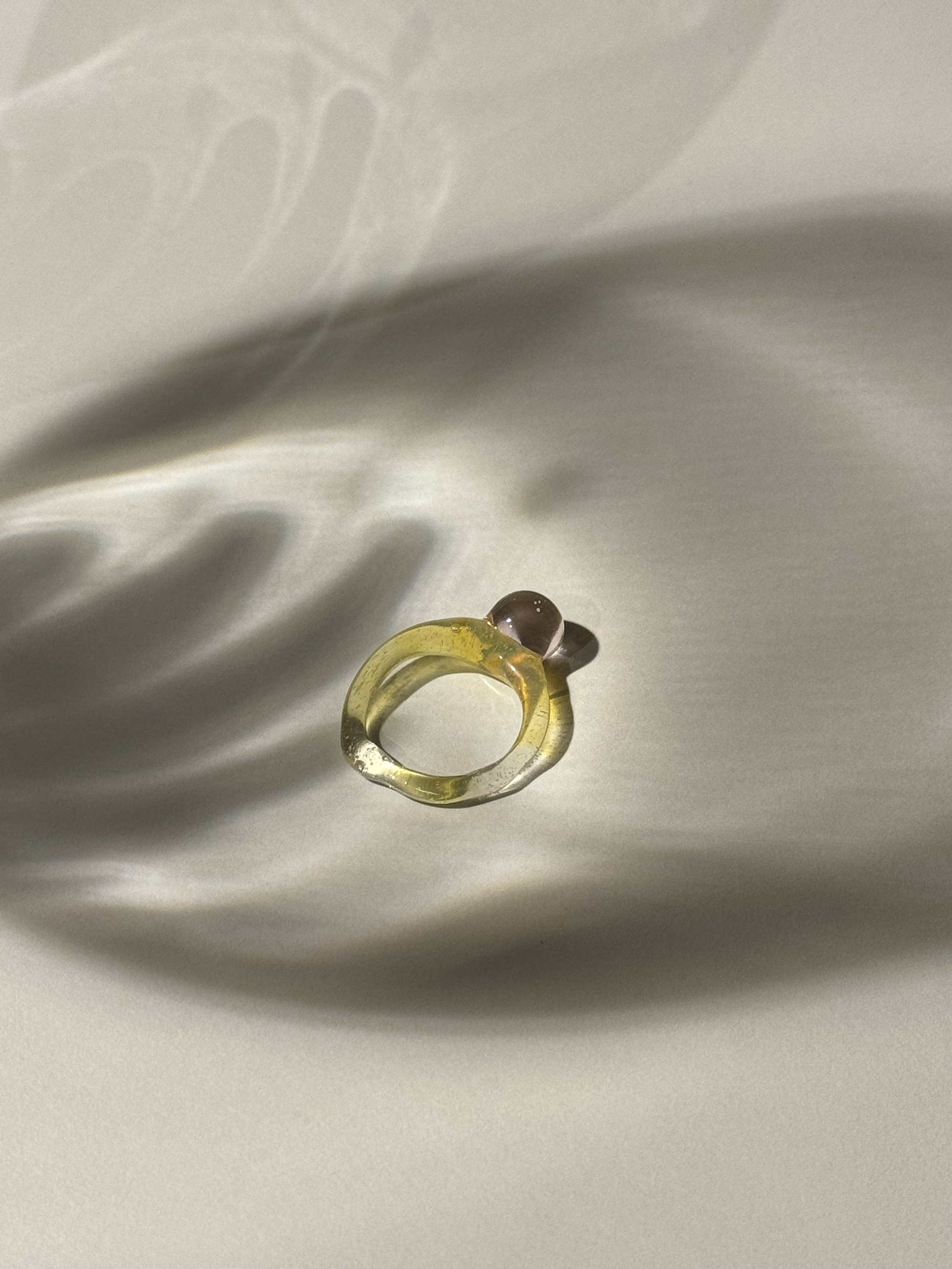 リリィ② Yellow & Rose Bubble Glass Ring: Handmade Borosilicate Jewelry - Etsy