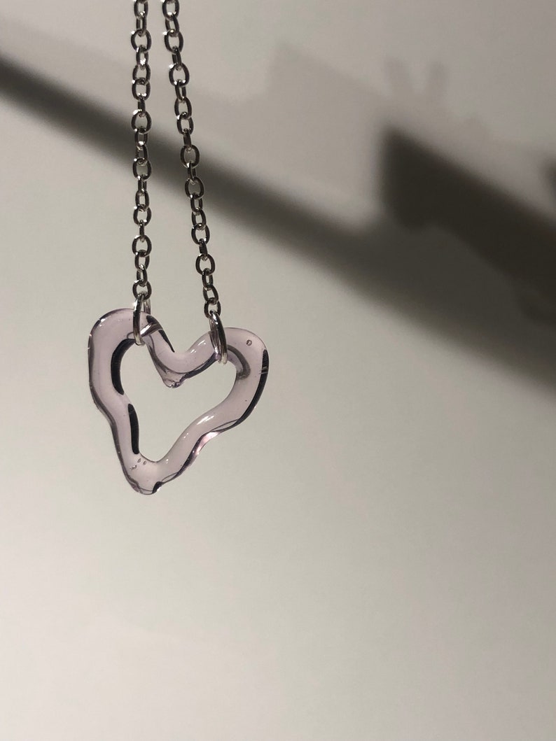 Rose Heart Borosilicate Glass Choker Handmade, Sterling Silver Elegance, Romantic symbol or Self-love Present image 6