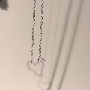 Rose Heart borosilicaatglas choker handgemaakt, sterling zilver elegantie, romantisch symbool of eigenliefde cadeau afbeelding 7