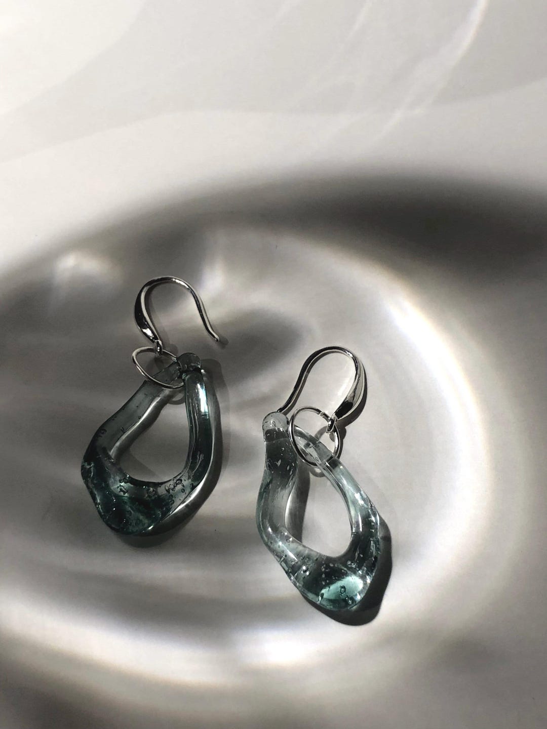 Handmade Borosilicate Glass Loop Earrings: Tropical Ocean Jewelry - Etsy