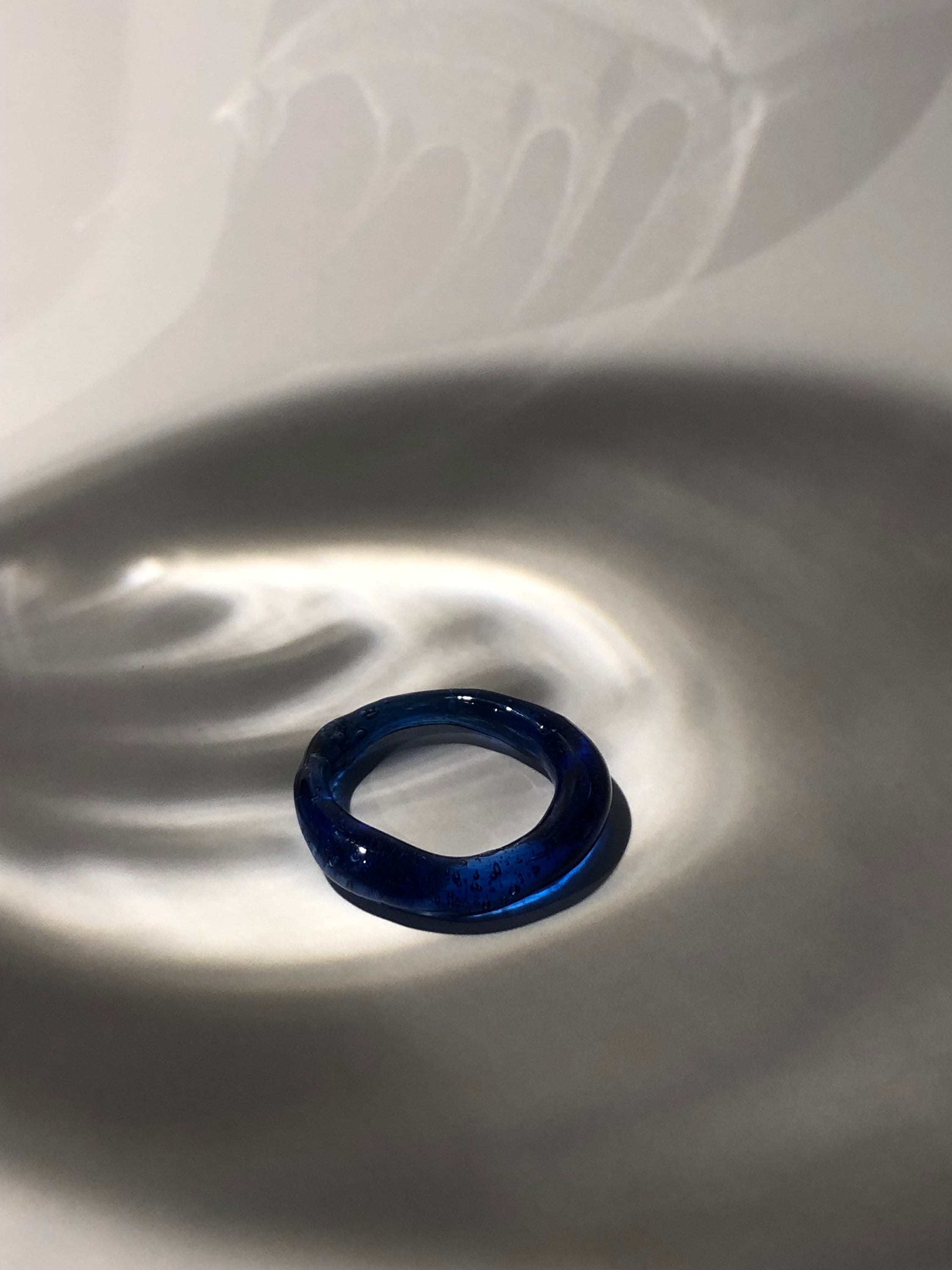 Deep blue Glass Ring - Sleek Minimalist Borosilicate Jewelry, Artisan Handmade Gift, Perfect Present for Holidays, Christmas or birthdays