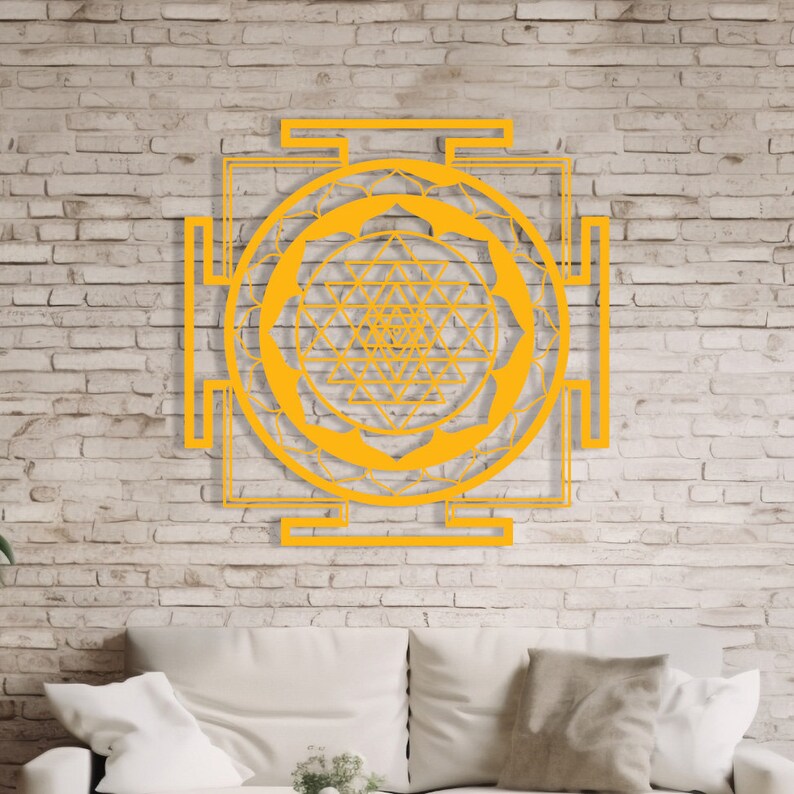 Sri Yantra Metal Wall Art - Sacred Geometry Decor, Gold Torus Mandala For Living Room, Meditation Space (24x24 Inches) - View #10