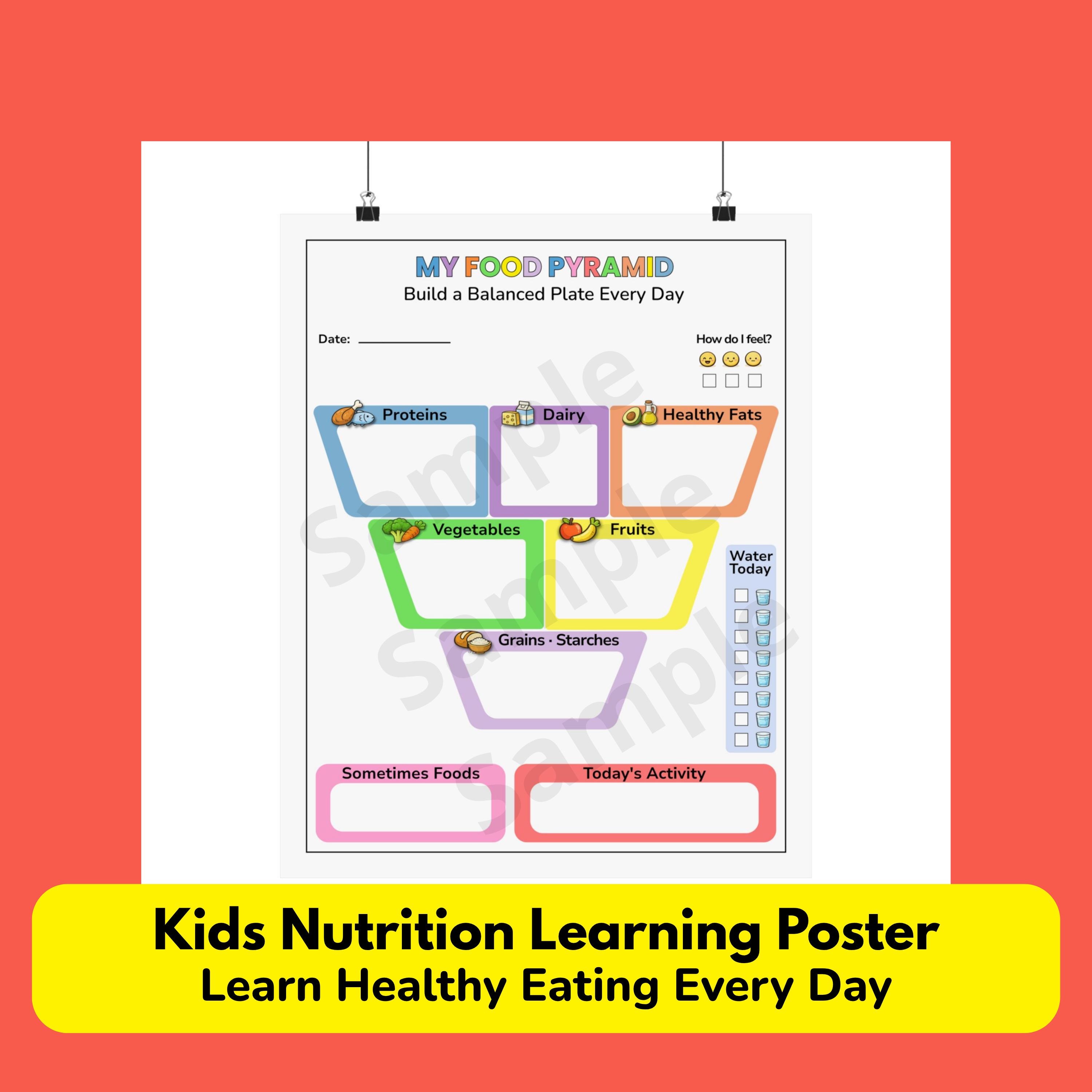 My Food Pyramid Poster for Kids, a Healthy Eating Chart. Food Groups ...