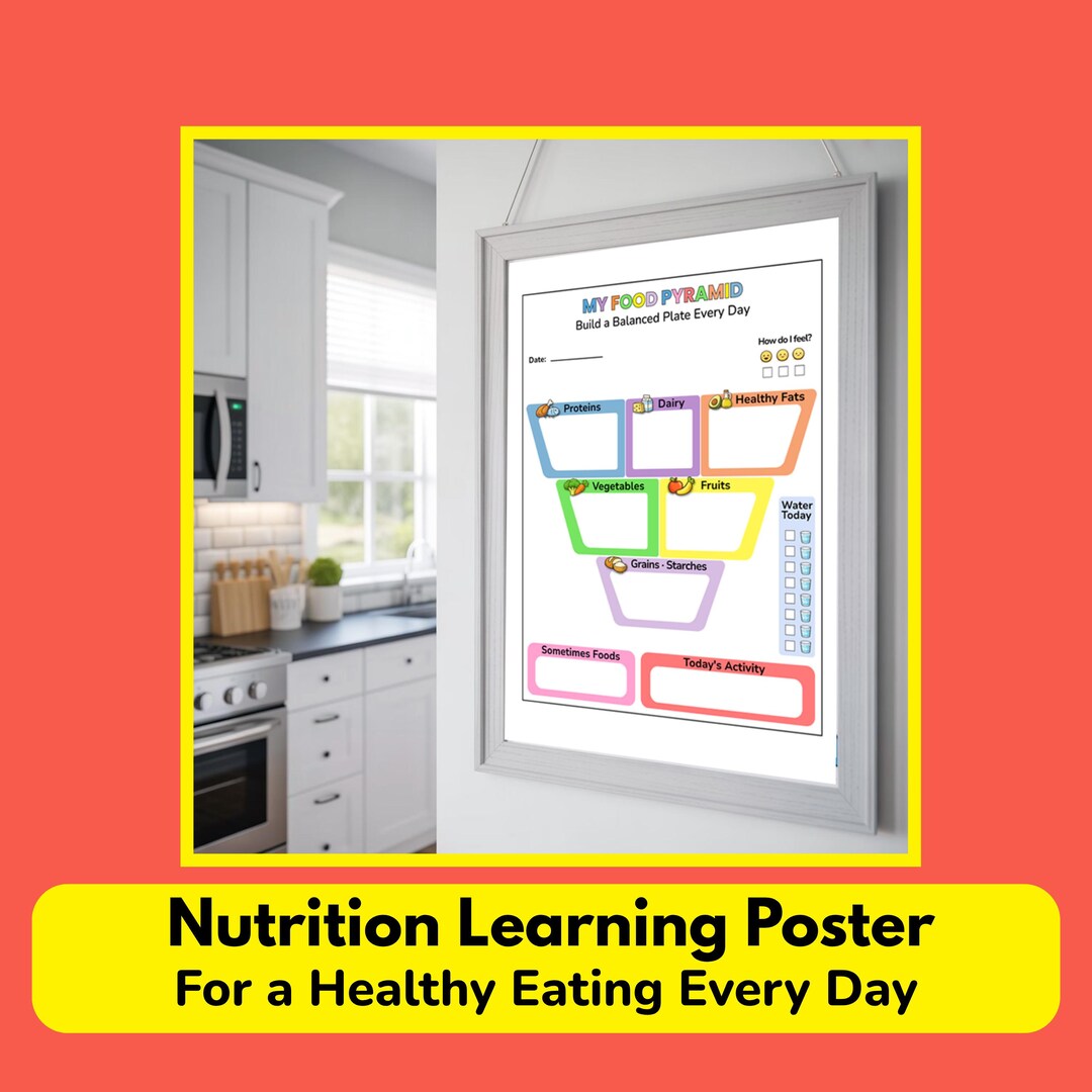 My Food Pyramid Poster for Kids, a Healthy Eating Chart. Food Groups ...