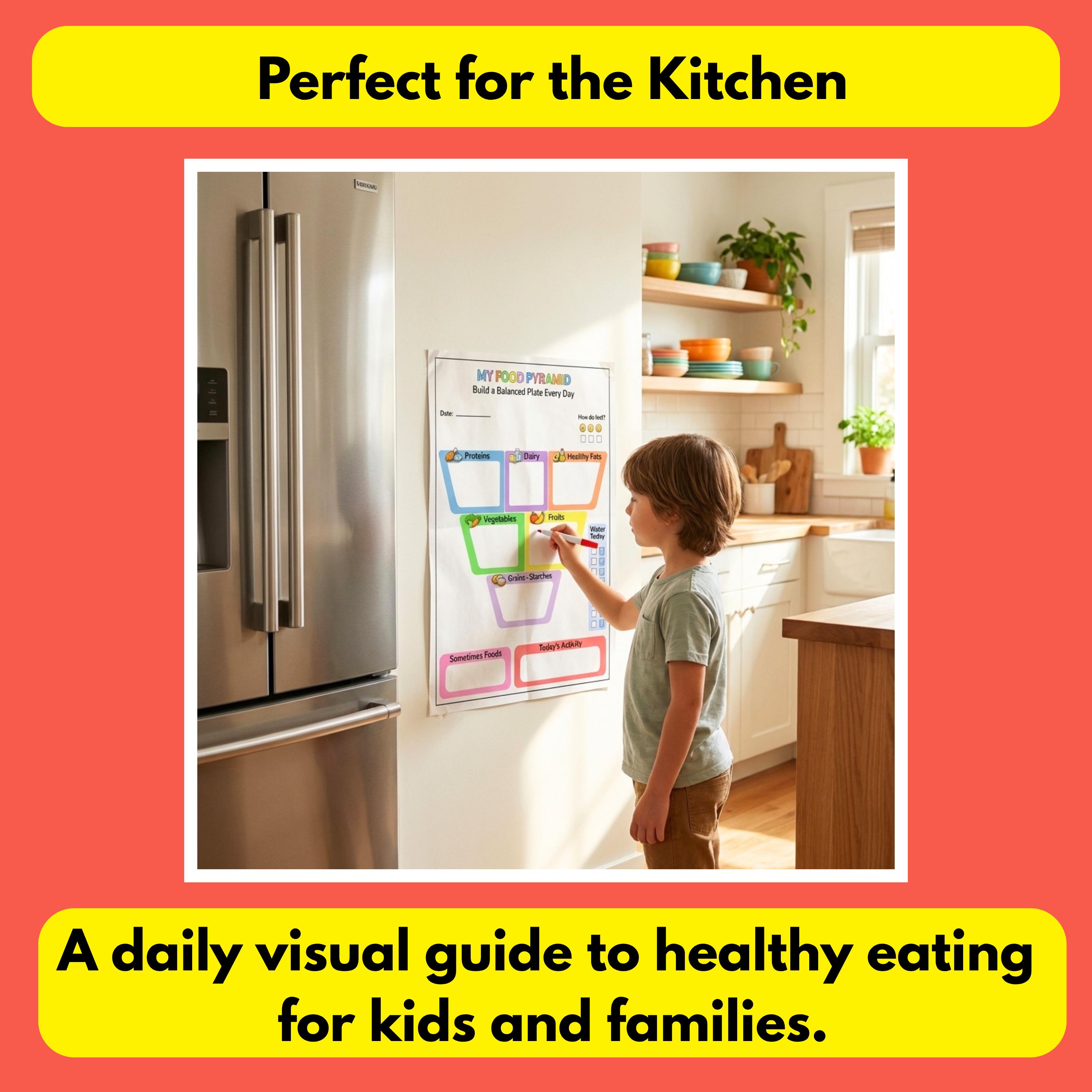 My Food Pyramid Poster for Kids, a Healthy Eating Chart. Food Groups ...