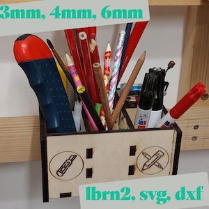 French cleat tray DIY lasercut, milling file dxf, svg lbrn2 /  3mm, 4mm and 6mm (pen and tool holder)