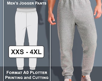 Patrón de costura para pantalones deportivos en PDF / Tallas XXS-4XL / Ideal para principiantes / Archivo para plotter A0