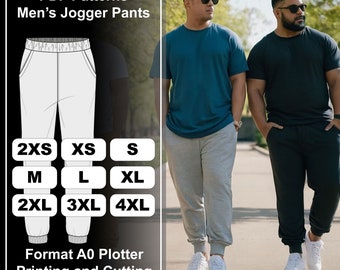 Patrón de costura para pantalones deportivos de hombre en PDF / Tallas 2XS-4XL / Archivo de plotter A0 / Costura fácil
