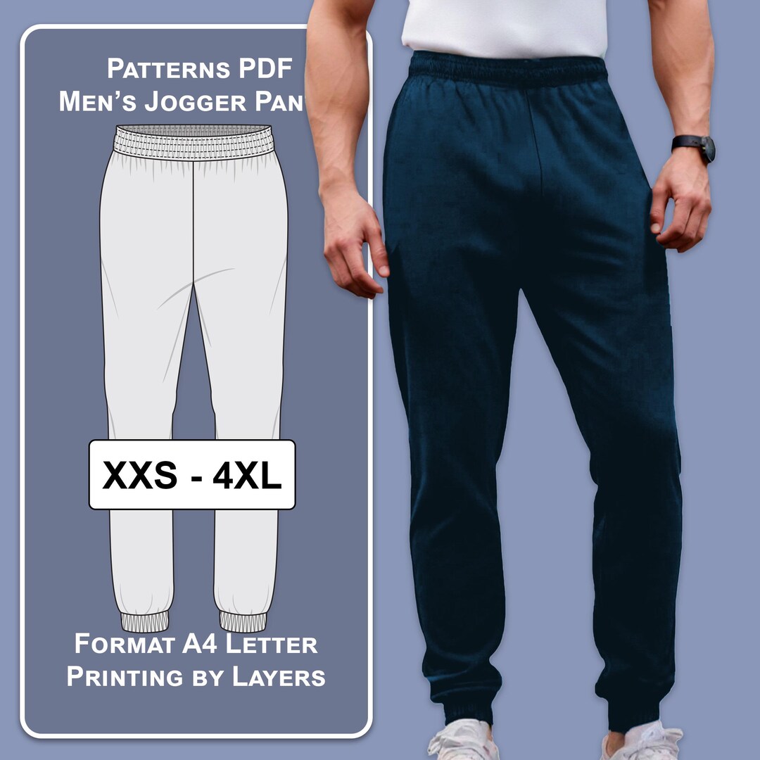 Men’s Joggers Sewing Pattern | PDF Instant Download | Sizes XXS-4XL ...