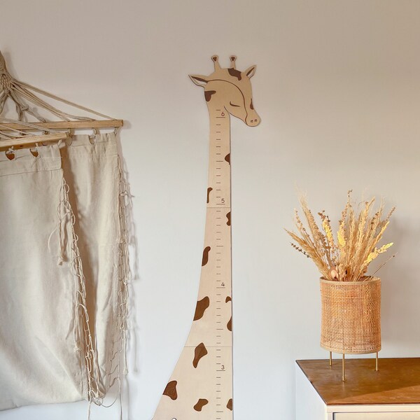 Tableau de croissance en bois de girafe Décor de pépinière Safari Tableau de hauteur pour enfants Tableau de croissance en bois Tableau de croissance Règle Tableau de croissance personnalisé