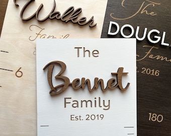 Family name growth chart Wood Height Chart Growth Chart With Surname Wood Height Chart Personalized Nursery Decor Baby Shower Gift